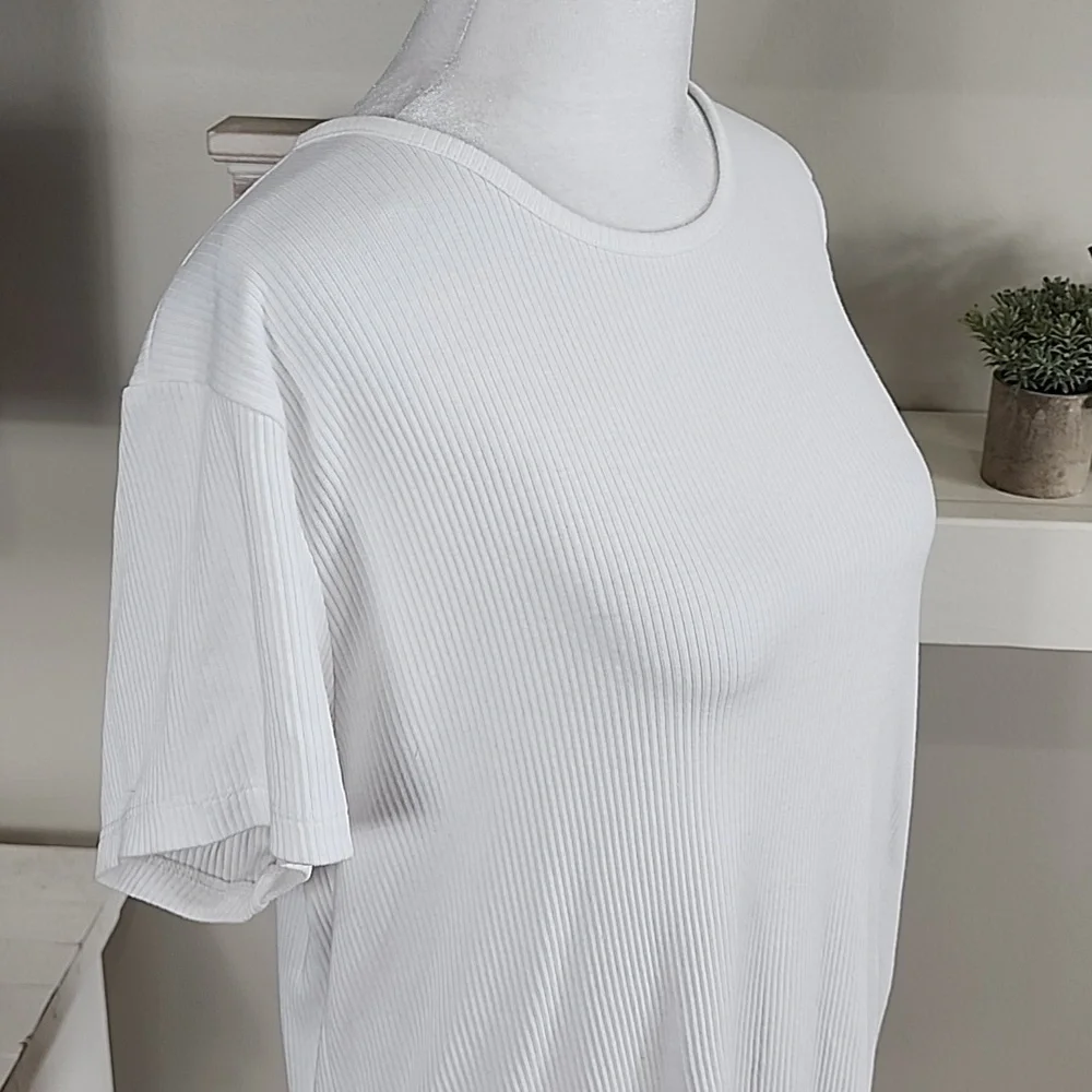J. Crew Short Sleeve White Ribbed Top